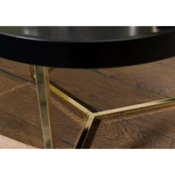 Rootz sofabord 58,5x42x58,5cm sort - guld sofabord metal rundt - Designer retro sofabord moderne - Lille loungebord med metalramme - Rundt bakkebord m | Fyndiq