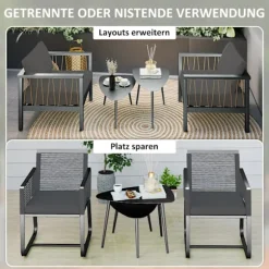 Rootz Sofabordssæt - Balkonbord - Sidebord - Vejrbestandig - Geometrisk design - 65cm x 45cm x 45cm
