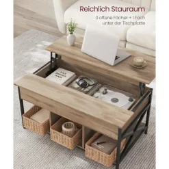 Rootz Sofabordssæt - Sidebord - Stuemøbler - Spånpladestål - 60cm x 100cm x 62cm - Camel Brun-Sort