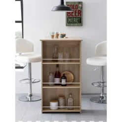 Rootz Sonoma 120 x 107,5 x 60 cm Barbord Træ køkkenbord - Bardisk med integreret hylde - Bar Bistro Bord Køkken Rektangulært - Festbord træbord - Vægm | Fyndiq