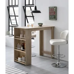 Rootz Sonoma 120 x 107,5 x 60 cm Barbord Træ køkkenbord - Bardisk med integreret hylde - Bar Bistro Bord Køkken Rektangulært - Festbord træbord - Vægm | Fyndiq