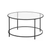 Rootz sort stål hærdet glas sidebord - udendørs bord - terrassebord - robust konstruktion - nem montering - 84 cm x 45,5 cm (Ø x H)