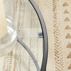 Rootz sort stål hærdet glas sidebord - udendørs bord - terrassebord - robust konstruktion - nem montering - 84 cm x 45,5 cm (Ø x H)