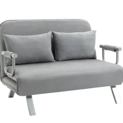Rootz Sovesofa - Dobbeltsofa - Gæsteseng - Stålramme - Blødt imiteret ruskindsbetræk - Inklusiv 2 puder - Fløjlspolyester - Grå - 105W x 60D x 37H cm | Fyndiq