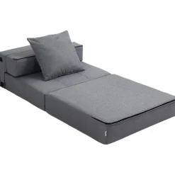 Rootz Sovestol - Afslapningsstol - Gæsteseng - Aftageligt betræk - Polybomuld - Mørkegrå - 70 cm x 70 cm x 61 cm