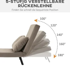 Rootz sovestol - Cabriolet sovesofa - Justerbart ryglæn - Robust stålstel - Plys polstring - Lysebrun - 63W x 73D x 81H cm