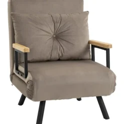 Rootz sovestol - Cabriolet sovesofa - Justerbart ryglæn - Robust stålstel - Plys polstring - Lysebrun - 63W x 73D x 81H cm