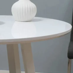 Rootz Spisebord - Køkkenbord - Til 2 personer - Højglans overflade - Med bordfødder - Hvid - 72 x 72 x 75cm