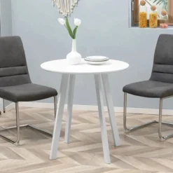 Rootz Spisebord - Køkkenbord - Til 2 personer - Højglans overflade - Med bordfødder - Hvid - 72 x 72 x 75cm