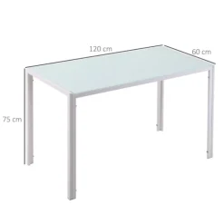 Rootz spisebord - køkkenbord - stort bord - moderne, holdbart, sæder til 4, robust og elegant - 120 cm x 60 cm x 75 cm - Hvid