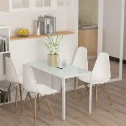 Rootz spisebord - køkkenbord - stort bord - moderne, holdbart, sæder til 4, robust og elegant - 120 cm x 60 cm x 75 cm - Hvid
