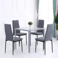 Rootz Spisebord - Køkkenbord - Glasbord - Firkantet bord - Glasplade - Kompakt design - Grå - 75L x 75W x 75H cm