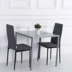 Rootz Spisebord - Køkkenbord - Glasbord - Firkantet bord - Glasplade - Kompakt design - Grå - 75L x 75W x 75H cm