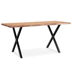 Rootz Spisebord - Massivt akacietræ - Køkkenbord - Trækantdesign - Håndlavet - Unikt naturligt look - Justerbare højdeknapper - 180 cm x 90 cm x 76 cm | Fyndiq