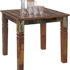 Rootz spisebord 80 x 80 x 76 cm Mango Shabby Chic massivt træ - Design landsted spisebord bådbruser - Spisebord rektangulært - Køkkenbord 4 personer | Fyndiq