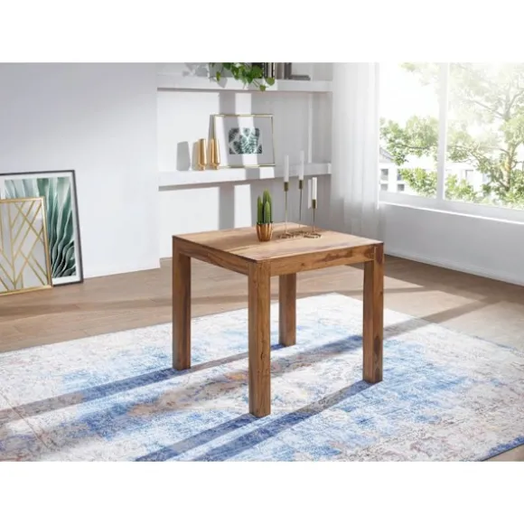 Rootz spisebord massivt træ sheesham 80 cm spisebord træbord design køkkenbord i landlig stil mørkebrun