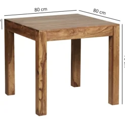 Rootz spisebord massivt træ sheesham 80 cm spisebord træbord design køkkenbord i landlig stil mørkebrun