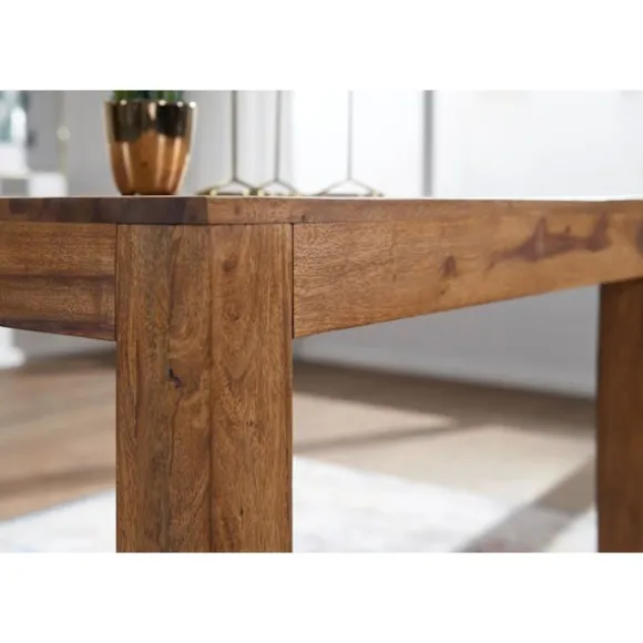 Rootz spisebord massivt træ sheesham 80 cm spisebord træbord design køkkenbord i landlig stil mørkebrun