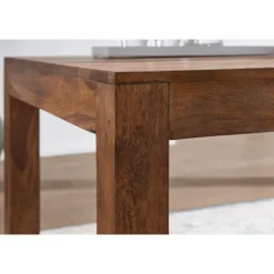 Rootz spisebord massivt træ sheesham 120 cm spisebord træbord design køkkenbord i landlig stil mørkebrun