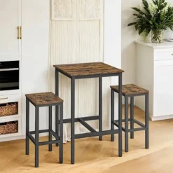 Rootz Spisebord sæt med stole - Bar Table - 2 afføring - Rumbesparende design - 60x60x90cm tabel, 30x40x65cm afføring