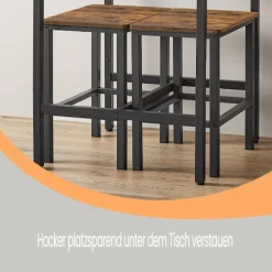 Rootz Spisebord sæt med stole - Bar Table - 2 afføring - Rumbesparende design - 60x60x90cm tabel, 30x40x65cm afføring
