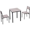 Rootz Spisebordssæt - 3-delt - 1 spisebord - 2 spisebordsstole - MDF - metal - trælook - sort