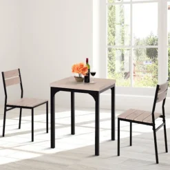 Rootz Spisebordssæt - 3-delt - 1 spisebord - 2 spisebordsstole - MDF - metal - trælook - sort