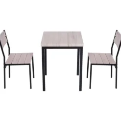 Rootz Spisebordssæt - 3-delt - 1 spisebord - 2 spisebordsstole - MDF - metal - trælook - sort