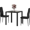 Rootz spisebordssæt med 2 polstrede sorte stole - Spisepladser - Pladsbesparende - Ergonomisk komfort - 75L x 50,5W x 75H cm