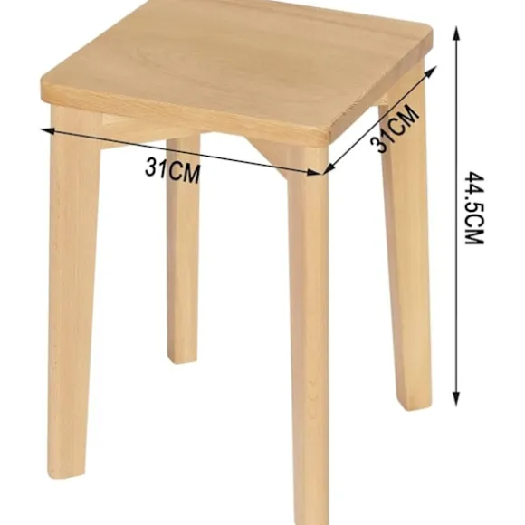 Rootz spisebordsstol i træ - Bøgestol - Stabelbar skammel - Fugtbestandig - 31 cm x 44,5 cm x 31 cm