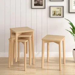 Rootz spisebordsstol i træ - Bøgestol - Stabelbar skammel - Fugtbestandig - 31 cm x 44,5 cm x 31 cm