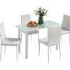 Rootz Spisegruppe - Spisebord med 4 stole - Moderne Design - Glasbord - Kunstlæder - Hvid - 120cm x 60cm x 97cm