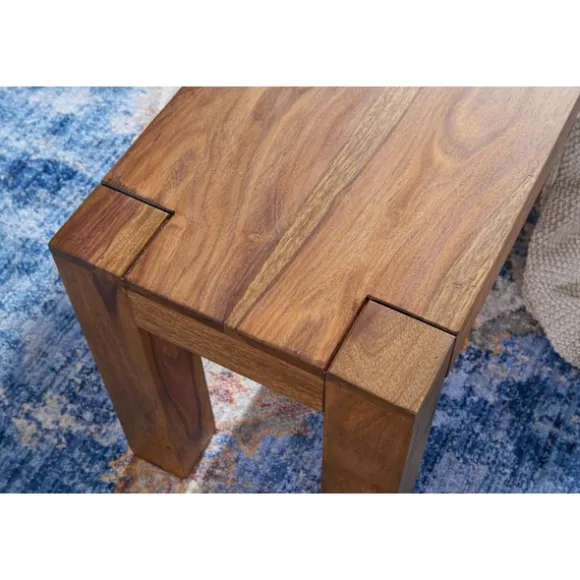 Rootz spisestuebænk massivt træ Sheesham 120 x 45 x 35 cm træbænk naturprodukt Køkkenbænk i landlig stil