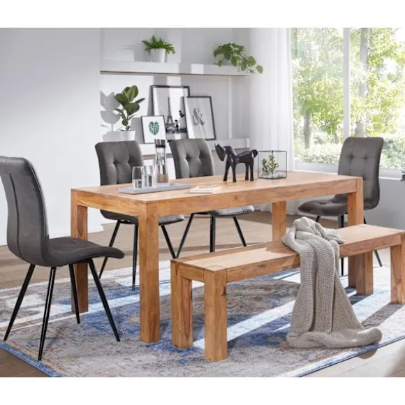 Rootz spisestuebænk massiv træ akacie 120 x 45 x 35 cm træbænk naturprodukt Køkkenbænk i landlig stil
