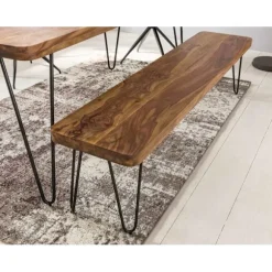 Rootz spisestuebænk massivt træ Sheesham 120 x 45 x 40 cm træbænk naturprodukt Køkkenbænk i landlig stil