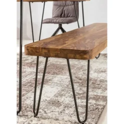 Rootz spisestuebænk massivt træ Sheesham 120 x 45 x 40 cm træbænk naturprodukt Køkkenbænk i landlig stil
