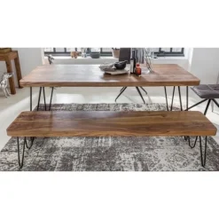 Rootz spisestuebænk massivt træ Sheesham 120 x 45 x 40 cm træbænk naturprodukt Køkkenbænk i landlig stil