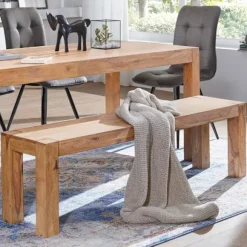 Rootz spisestuebænk massiv træ akacie 140 x 45 x 35 cm træbænk naturprodukt Køkkenbænk i landlig stil