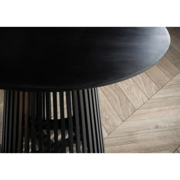 Rootz spisestuebord - moderne rundt køkkenbord - massivt træ, håndlavet - unikt design, holdbart, let at samle - 120 cm x 120 cm x 77 cm - sort