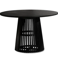 Rootz spisestuebord - moderne rundt køkkenbord - massivt træ, håndlavet - unikt design, holdbart, let at samle - 120 cm x 120 cm x 77 cm - sort