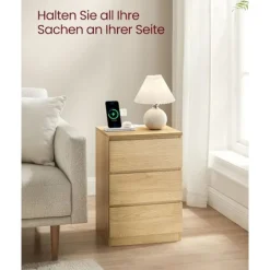 Rootz spånplade sengebord - Natbord - Endebord - Ibenholtssort - Letvægts - Robust - Nem montering - 35 cm x 40 cm x 59 cm