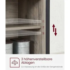 Rootz spånplade stålskænk - Greige Sort - Opbevaringsskab - Justerbare hylder - 33cm x 100cm x 80cm