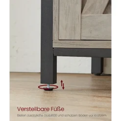 Rootz spånplade stålskænk - Greige Sort - Opbevaringsskab - Justerbare hylder - 33cm x 100cm x 80cm