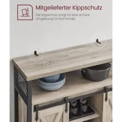 Rootz spånplade stålskænk - Greige Sort - Opbevaringsskab - Justerbare hylder - 33cm x 100cm x 80cm