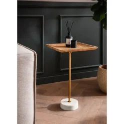 Rootz Square Sidebord - Moderne Accent Bord - Unikt håndlavet design - Holdbar marmorbase - 35 cm x 35 cm x 55 cm