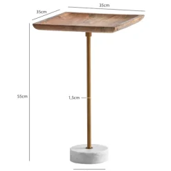 Rootz Square Sidebord - Moderne Accent Bord - Unikt håndlavet design - Holdbar marmorbase - 35 cm x 35 cm x 55 cm