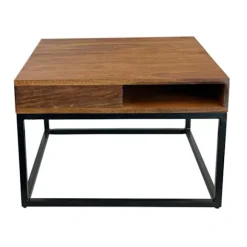 Rootz Square Sofabord - Accent Bord - Moderne Bord - Rigelig opbevaring - 60 cm x 60 cm x 40 cm - Brun & Sort