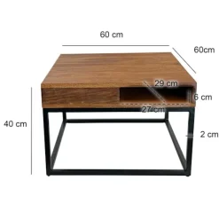 Rootz Square Sofabord - Accent Bord - Moderne Bord - Rigelig opbevaring - 60 cm x 60 cm x 40 cm - Brun & Sort