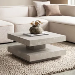 Rootz Square sofabord - moderne design - gråt look - ekstra opbevaring - 60 cm x 60 cm x 34 cm