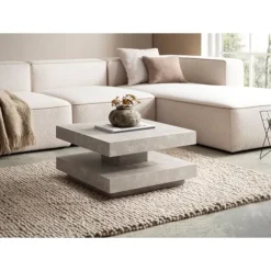 Rootz Square sofabord - moderne design - gråt look - ekstra opbevaring - 60 cm x 60 cm x 34 cm